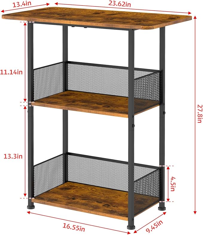 Jsskeeim Mini Floor Standing Coffee Bar Shelf, 3-Tier Small Coffee Table - Image 2