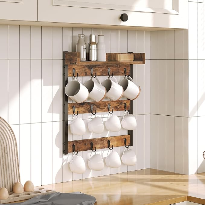 YATINEY Coffee Mug Holder Stand, 3 Tier Mug Tree Rack, Hanging 12 Cups - Image 2