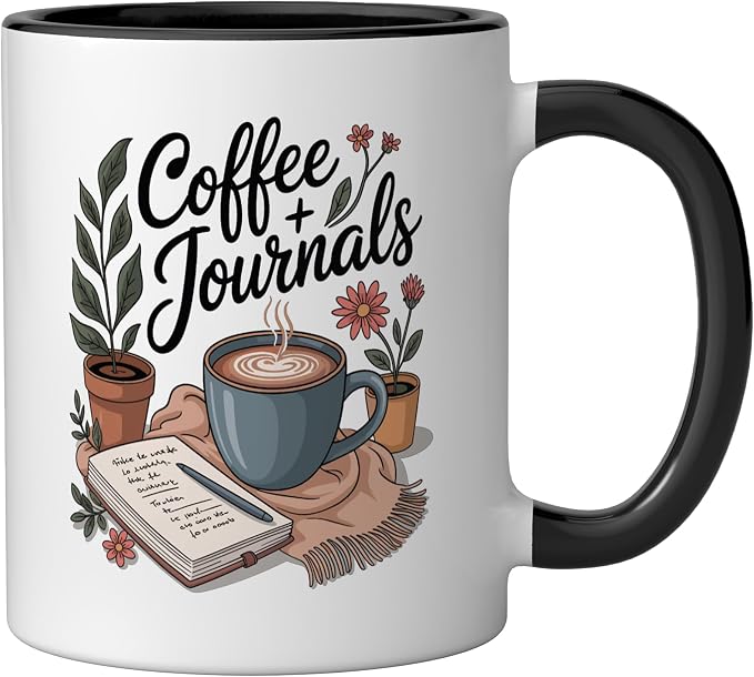 Coffee and Journals Ceramic Mug - Image 2