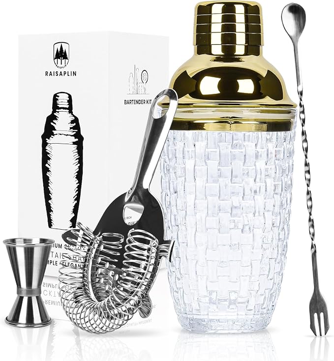 4 Pcs Glass Cocktail Shaker Set by Unknown