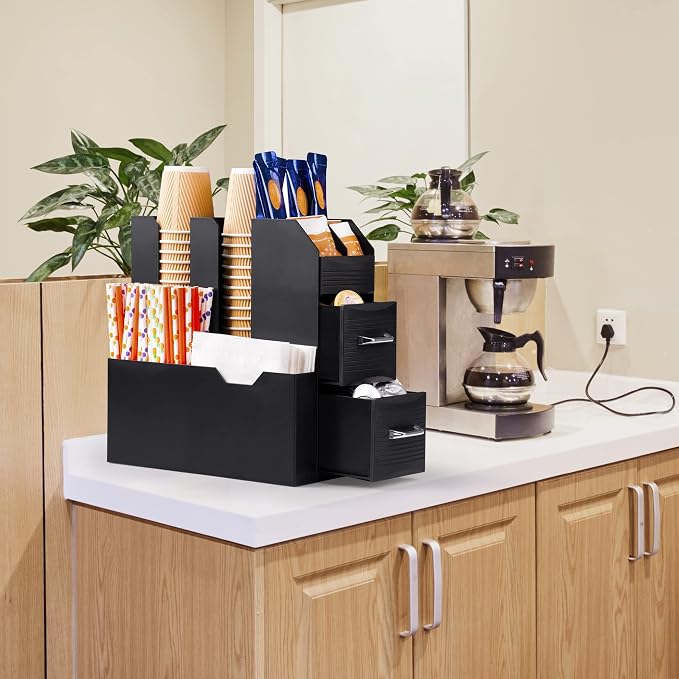 SZQINJI Coffee Condiment Organizer 11-Compartment Breakroom Coffee Station - Image 7