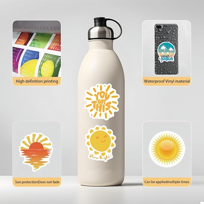 110PCS Sunshine Stickers, Colorful Waterproof Vinyl Decals - Image 2