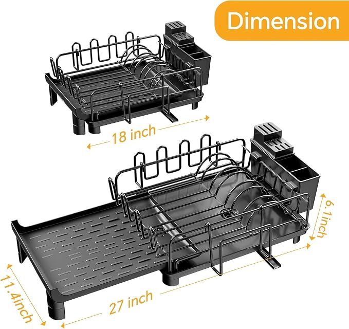 Simple Trending Extendable Dish Drying Rack, Dish Strainer - Image 2