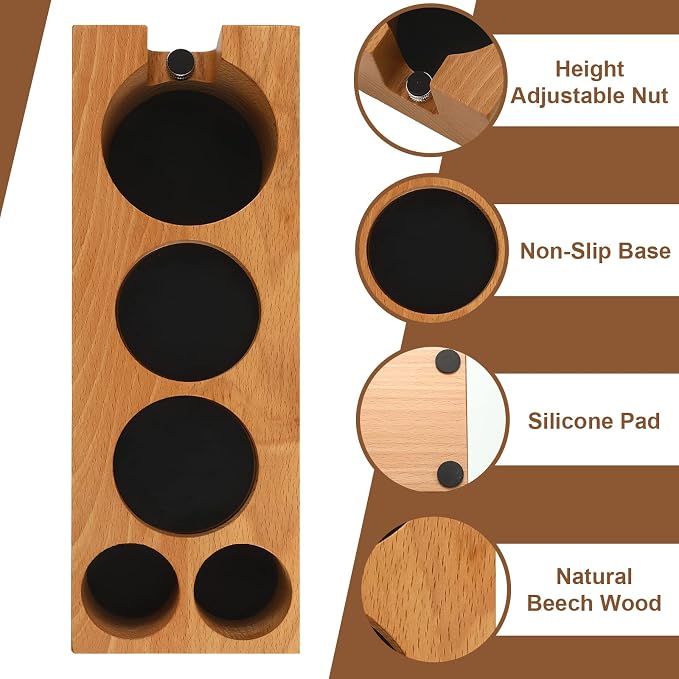 Roowest 5 Pack 54 mm Espresso Accessories Kit Wooden Tamper Station Coffee - Image 5
