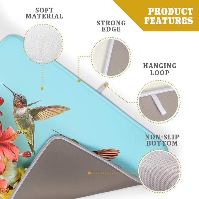 Kawani Hummingbirds Floral Dish Drying Mat - Image 3