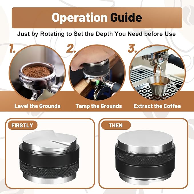 53mm Espresso Accessories Kit – Coffee Distributor and Tamper Leveler, WDT Tool - Image 3