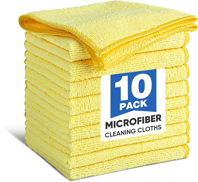 TEAWOO 10 PCS Yellow Microfiber Cleaning Cloths, Highly Absorbent Microfiber by TEAWOO