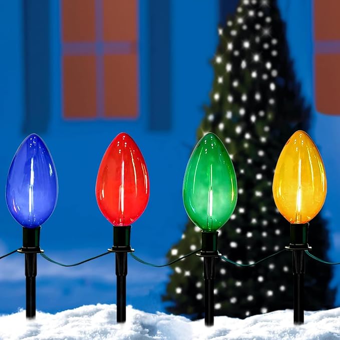 C9 Christmas Multicolor Pathway Lights, 7Ft Outdoor Christmas Pathway Markers - Image 5