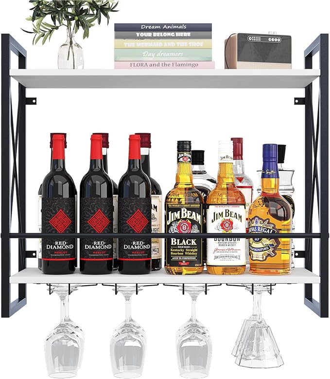 Dokser Wine Rack Wall Mounted 2 Tier Shelf, Wall Wine Rack by Dosker