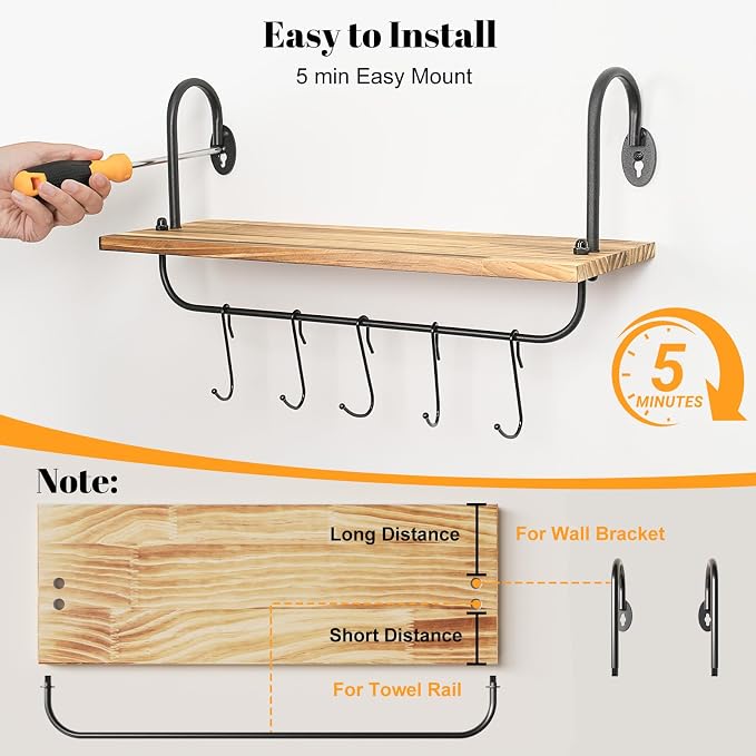 Olakee Floating Wall Shelves for Kitchen Bathroom Coffee Nook - Image 6