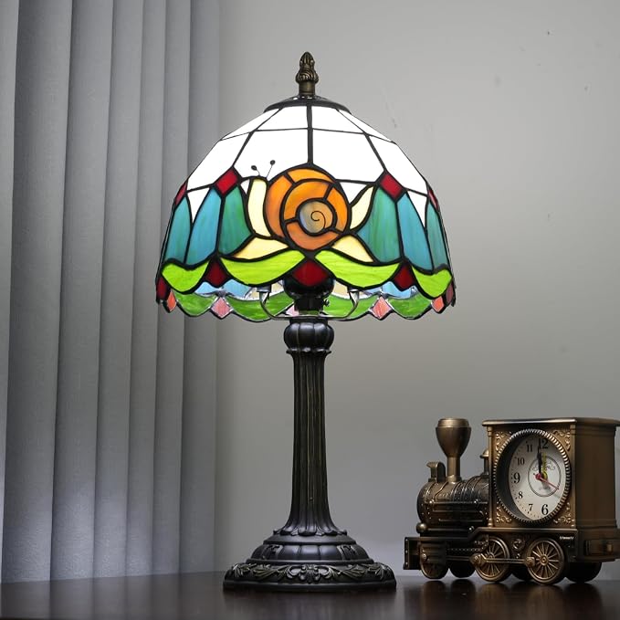 Tiffany Lamp Stained Glass Table Lamp 8X8X14 Inches Snail Style Living Room - Image 4