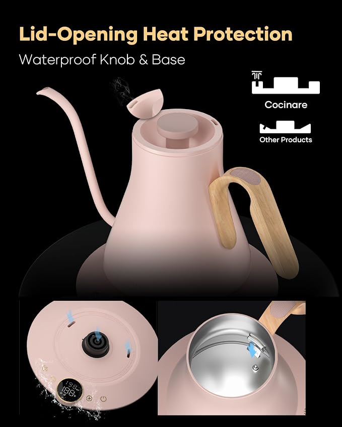 Cocinare Gooseneck Electric Kettle, ±1°F Precise Temperature Control, 1500W - Image 8