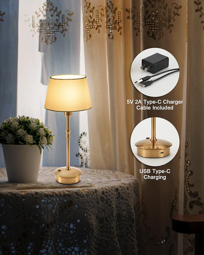UMEXUS Cordless Lamp Rechargeable Table Lamps, 5000mAh Battery Operated Lights - Image 5