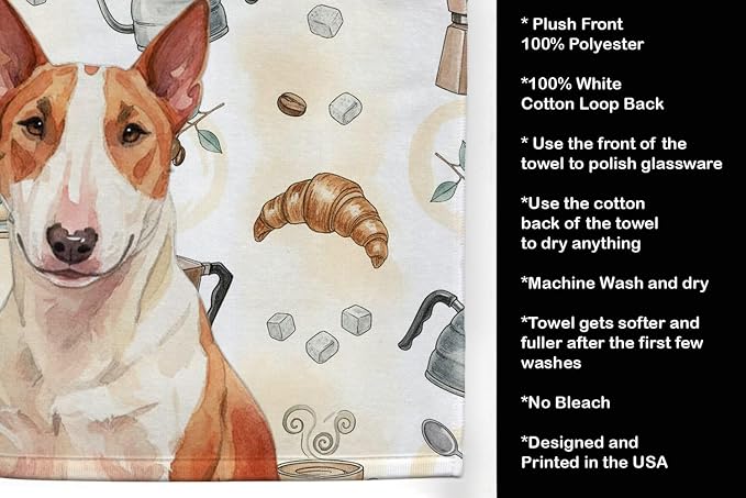 Caroline's Treasures Red and White Bull Terrier Coffee Bar Kitchen Towel Velour - Image 4