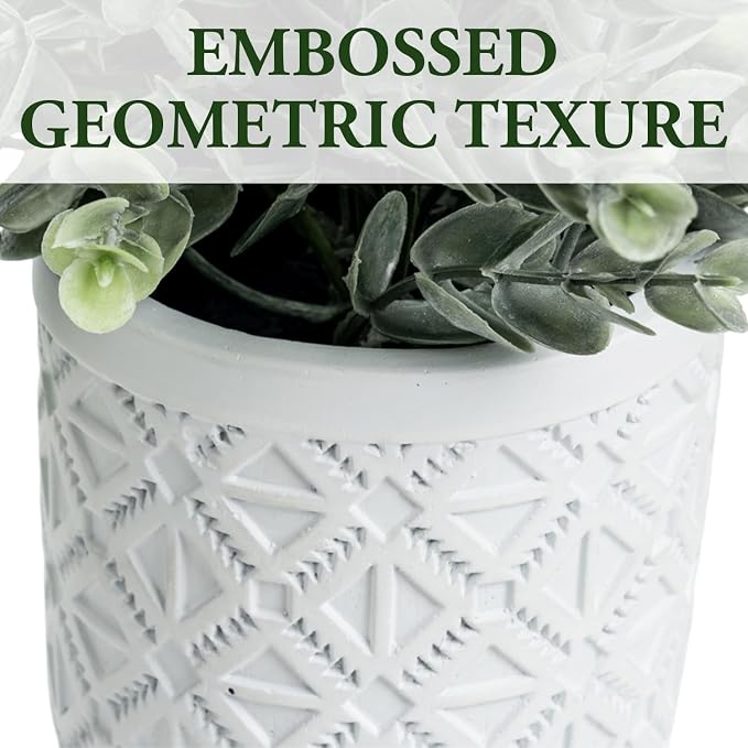 MyGift Artificial Eucalyptus Plant in Modern Gray Concrete Pots - Image 2