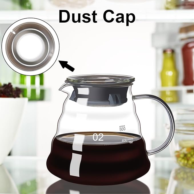 gegewawa Pour Over Coffee Maker Set 20 OZ, Borosilicate Glass Coffee Server - Image 7