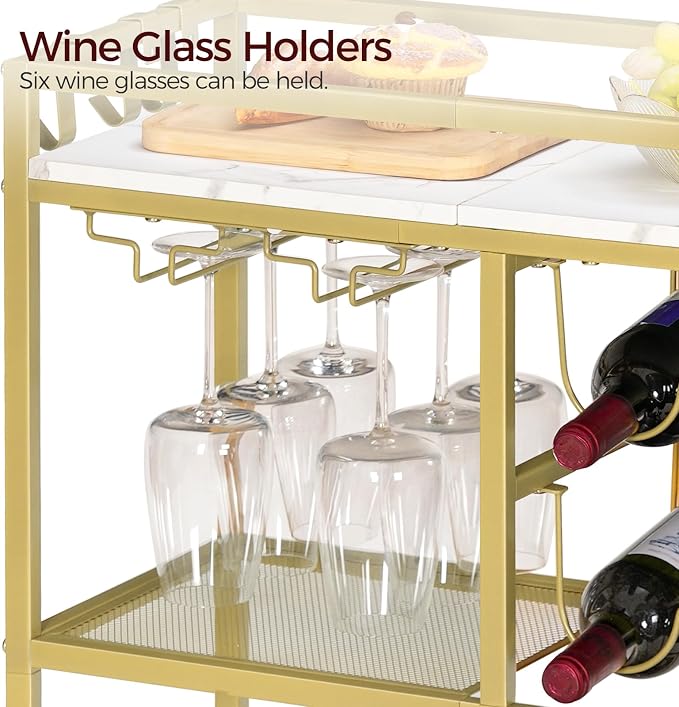 MAHANCRIS Bar Cart for Home, 3-Tier Serving Cart - Image 7