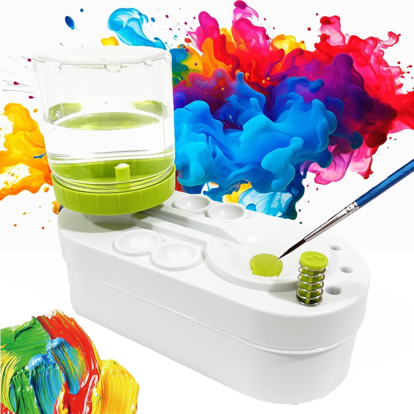 2025 Upgraded Paint Brush Cleaner Brush Rinser Water Circulation(Pre Assembled), Watercolor/Oil and Water-Based Paint Brush Cleaner Tool, Gift for Adults Artist Beginners