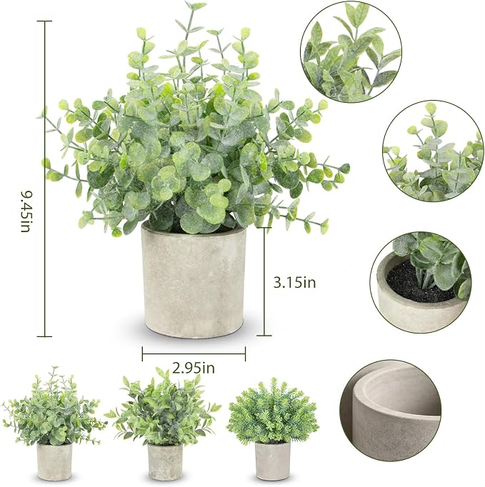 ZAIYW 3 Pack Small Fake Plants, Mini Potted Artificial Greenery Plants - Image 6