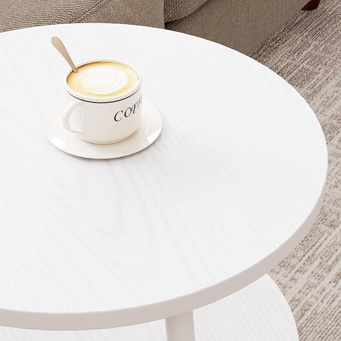 Round Side Table with Power Outlet & USB Ports, 3-Tier End Table with Storage - Image 9