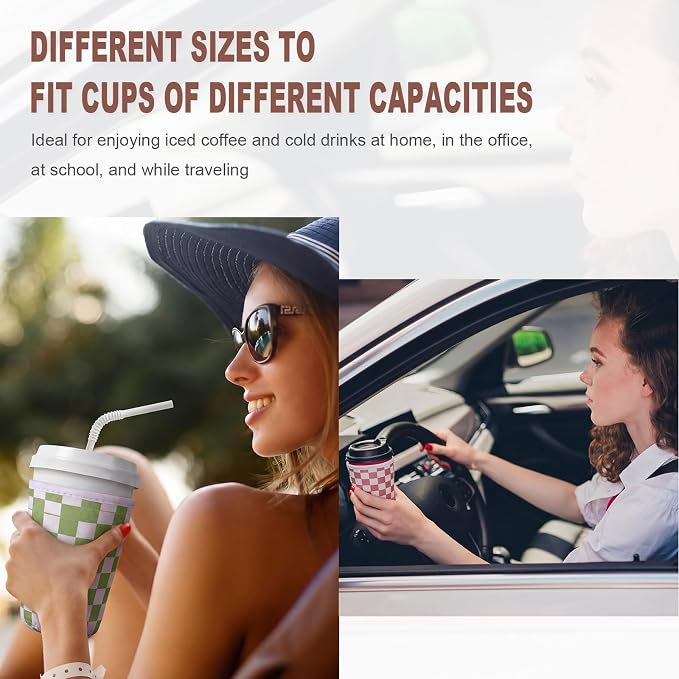 Chengu 12 Pack Reusable Insulated Neoprene Iced Coffee Sleeves 3 Sizes Durable - Image 6