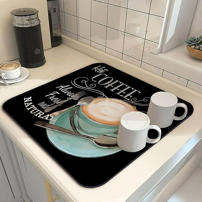 Coffee Bar Mat Rubber Dish Drying Mat - Image 2