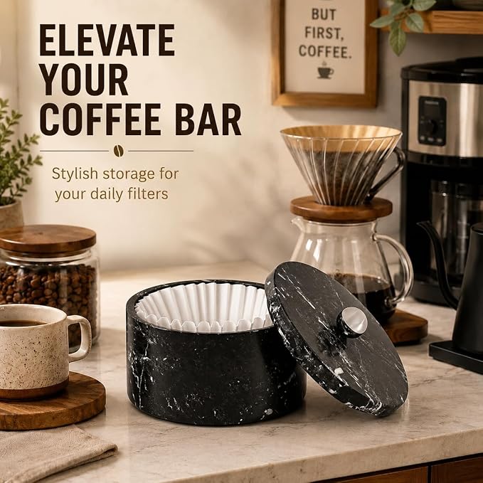 Marble Coffee Filter Holder – 6 inch Handmade Black Coffee Filter Holder - Image 5