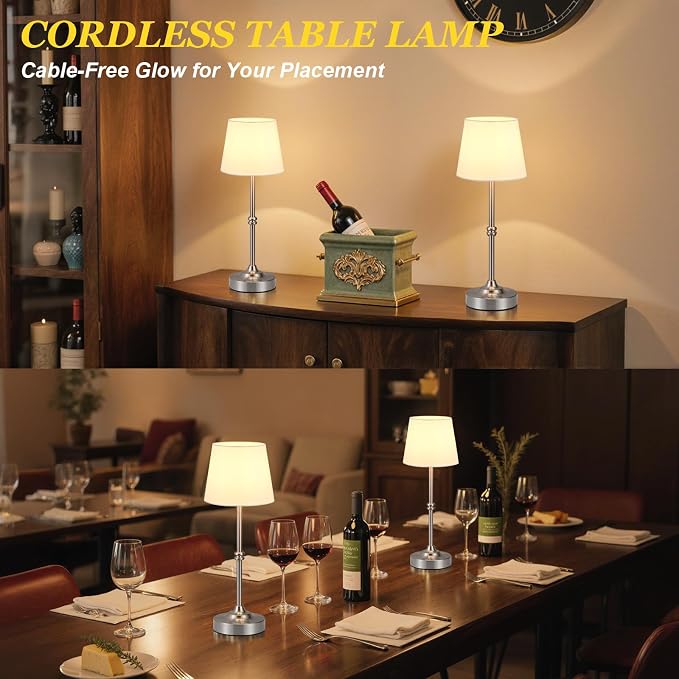 Kakanuo Rechargeable Cordless Table Lamp Silver - Image 6