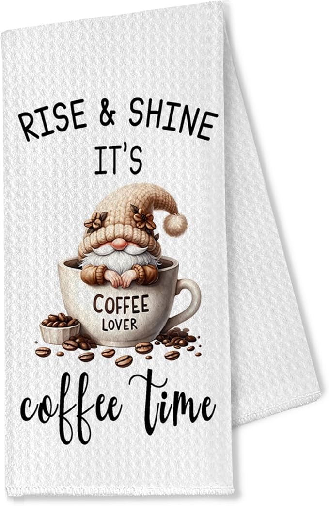 Coffee Gnome Kitchen Dish Towel, Hand Tea Bar Towel by Unknown