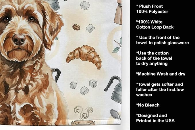 Caroline's Treasures Chocolate Labradoodle Coffee Bar Kitchen Towel Velour - Image 4