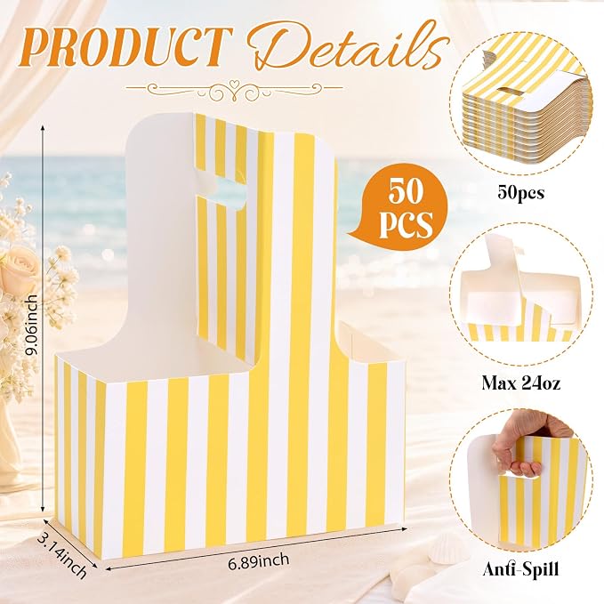 50 Pack 2 Cup Disposable Drink Carrier - Image 2