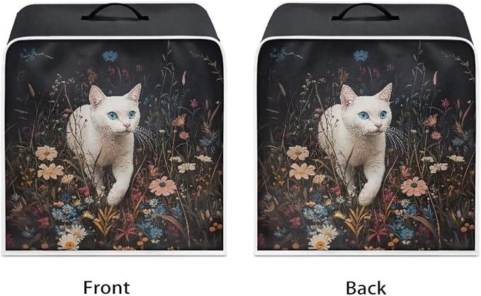 White Cat Flower Coffee Machine Covers - Image 2