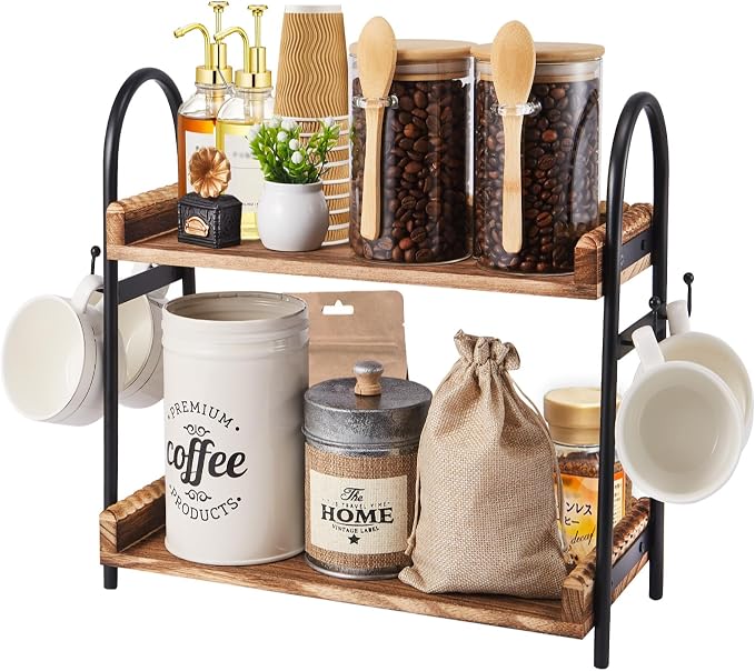BDBDYEAY Coffee Bar Accessories, 2-Tier Coffee Bar Organizer by BDBDYEAY