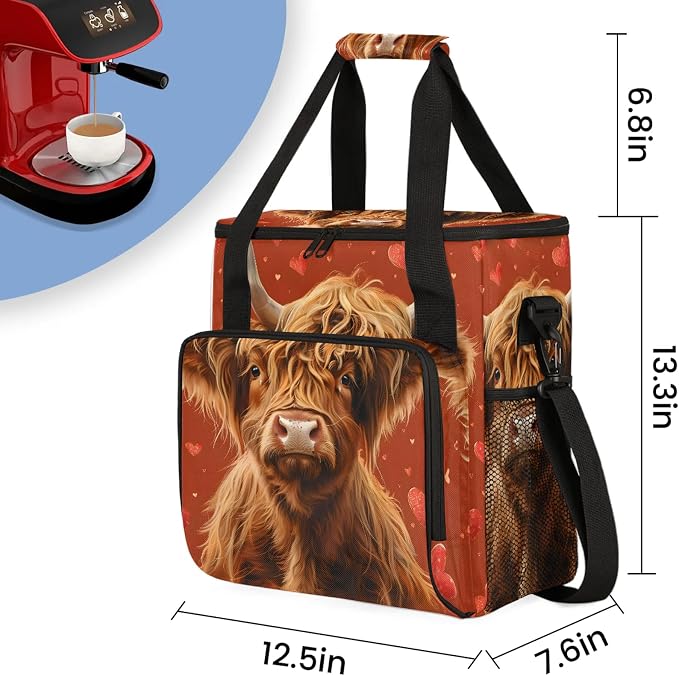 Brown Bull Coffee Maker Carring Bag, Large Insulated Storage Organizer Case - Image 2
