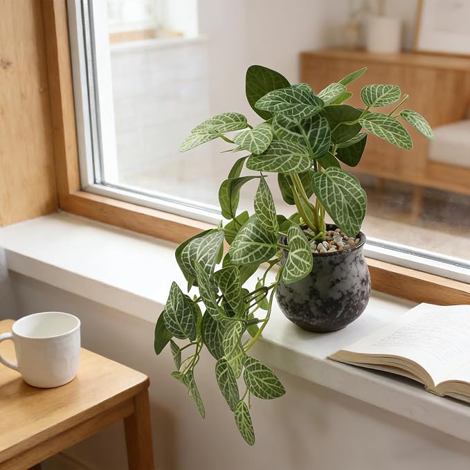 Small Artificial Fake Plants in Ceramic Pot, Indoor Fake Potted Greenery Faux - Image 5