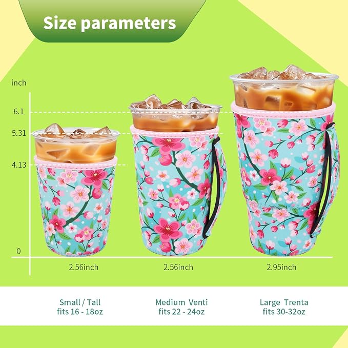 3 Pack Iced Coffee sleeve Insulated Neoprene Cup Sleeves - Image 2