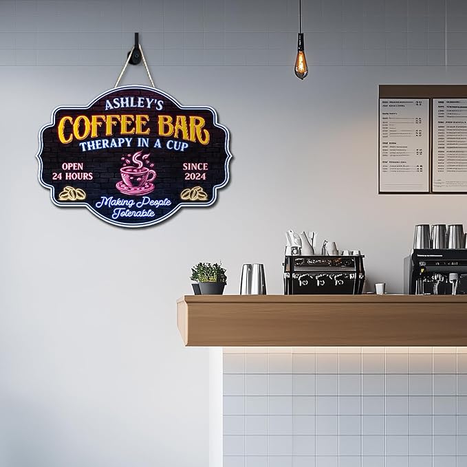 THUYPT Personalized Coffee Sign, Coffee Wooden Sign Plaque Wall Hanging Coffee - Image 7