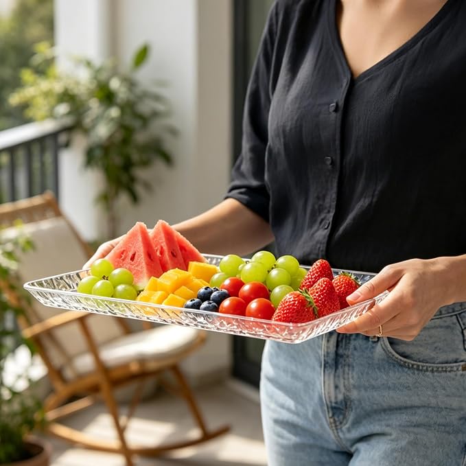 Clear Serving Trays for Party 2 Pack, 15x11 Acrylic Food Platters | 2 pack - Image 7