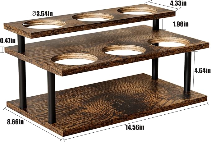KLM Coffee Syrup Organizer, 2 Tier Wooden Small Display Shelf, Syrup Bottle - Image 3