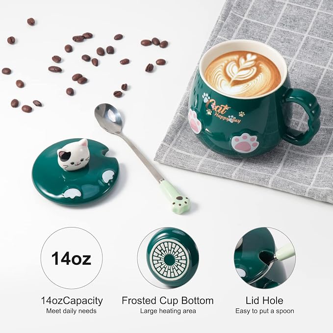 Bgbg Coffee Mug Warmer & Cute Cat Mug Set, Beverage Cup Warmer - Image 4