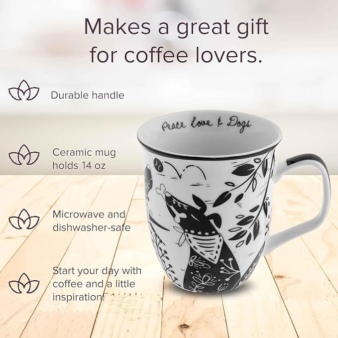 Karma Gifts 14 oz Black and White Boho Mug Raven - Image 5