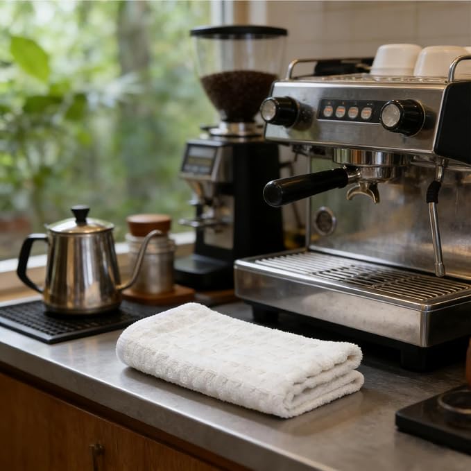 4 Pack Professional Barista Towels，including Brown, Light Gray, Espresso - Image 5