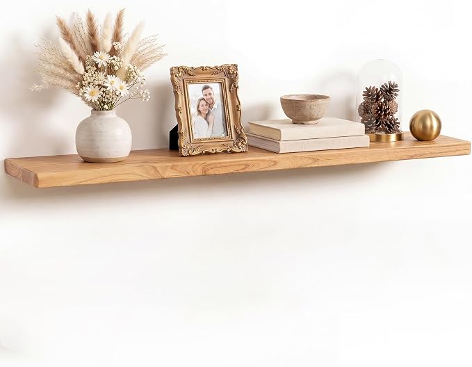 Fun Memories 48 Inch Floating Shelf, 8 Inch Deep Rounded Reclaimed Long Elm by FunMemories