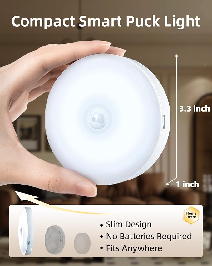 EZVALO Under Cabinet Lighting, 1000mAh Rechargeable Puck Lights - Image 2