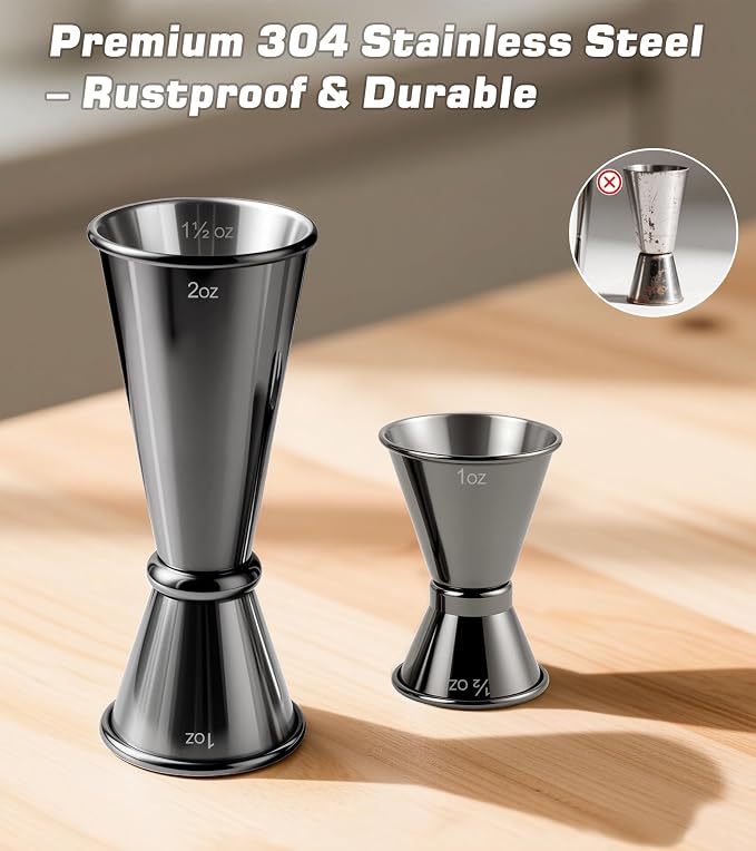 2-Pack Stainless Steel Cocktail Jiggers – Japanese Style Double Measuring Cups - Image 5