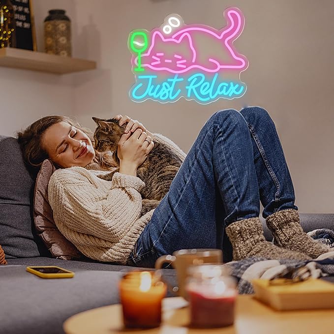 Cat Beer Neon Sign, Just Relax Neon Signs - Image 7