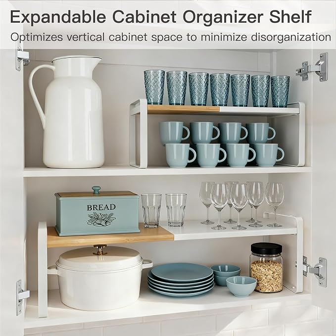 Expandable Cabinet Shelf Organizer & Spice Rack, Stackable Kitchen Counter Shelf - Image 2