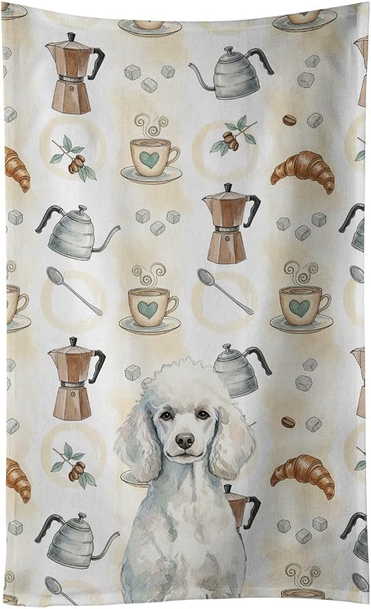 Caroline's Treasures Standard White Poodle Coffee Bar Kitchen Towel Velour by CarolinesTreasures