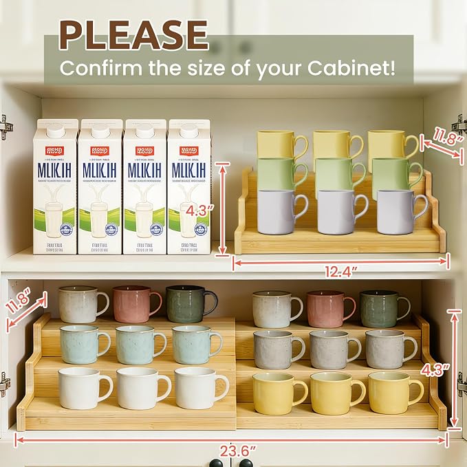 3-Tier Expandable Bamboo Mug Holder - Image 3
