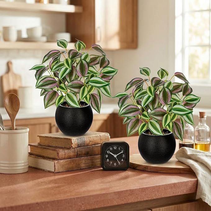 2 Packs Artificial Plants in Black Pot - Image 3